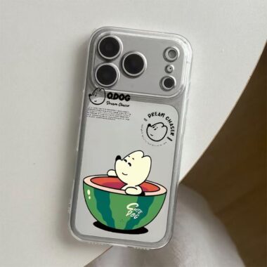 Minimalist cartoon puppy soft clear iPhone 17 case