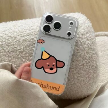 Minimalist cartoon puppy soft clear iPhone 17 case