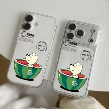 Minimalist cartoon puppy soft clear iPhone 17 case