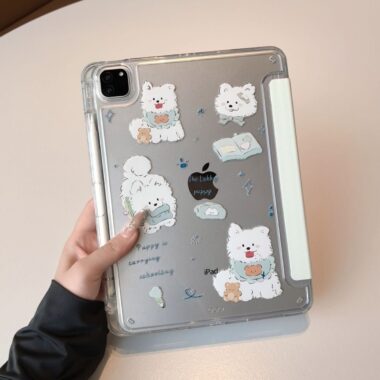 Cartoon Samoyed puppy Y shape folding iPad case