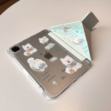Cartoon Samoyed puppy Y shape folding iPad case