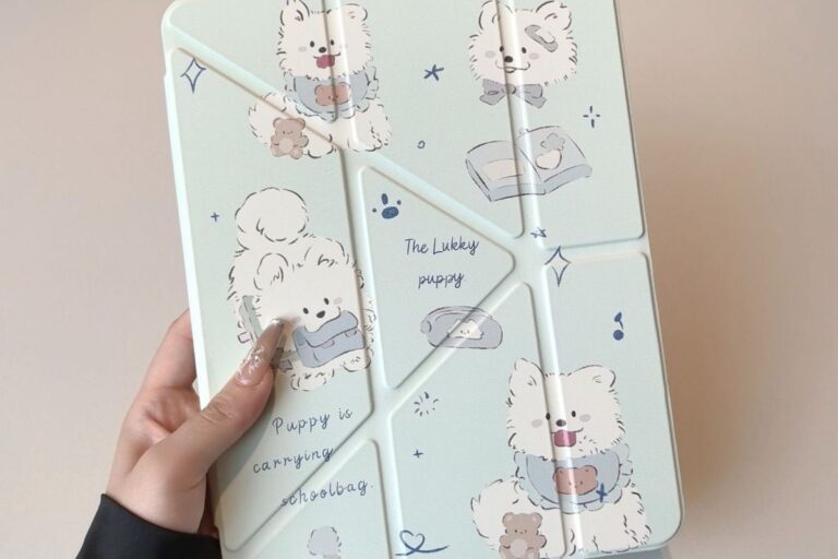 Cartoon Samoyed puppy Y shape folding iPad case