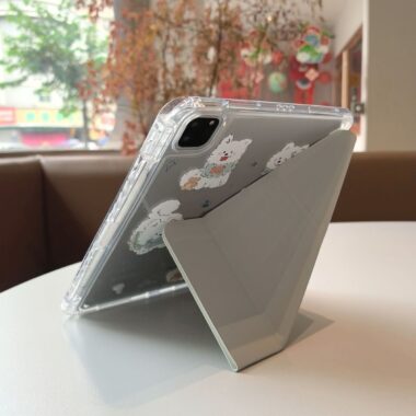 Cartoon Samoyed puppy Y shape folding iPad case