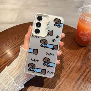 Silver cartoon dachshund shockproof Samsung S25 Ultra case