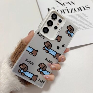 Silver cartoon dachshund shockproof Samsung S25 Ultra case