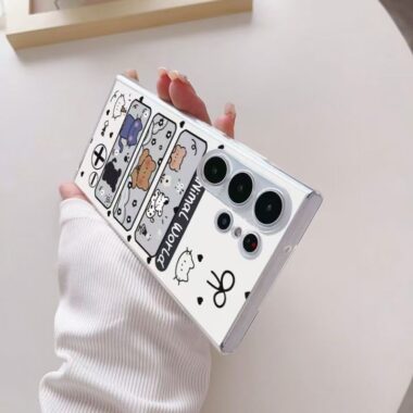 Bear and cat cartoon transparent shockproof Samsung S24 Ultra case