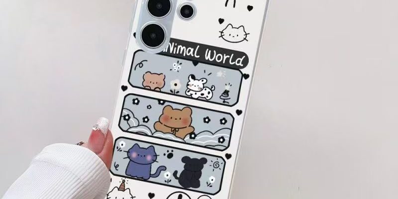 Bear and cat cartoon transparent shockproof Samsung S24 Ultra case