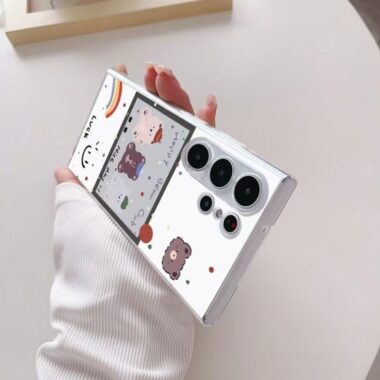 Bear and cat cartoon transparent shockproof Samsung S24 Ultra case