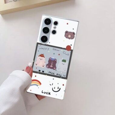 Bear and cat cartoon transparent shockproof Samsung S24 Ultra case