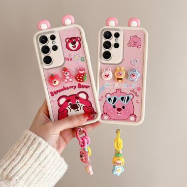 Cartoon SpongeBob strawberry bear puppy Samsung S24 Ultra soft case