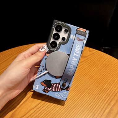 cute dachshund magnetic wrist strap Samsung phone case