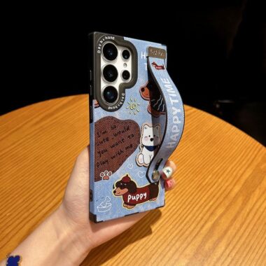 cute dachshund magnetic wrist strap Samsung phone case