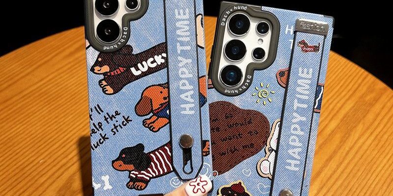 cute dachshund magnetic wrist strap Samsung phone case