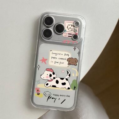 Cartoon dalmatian dachshund clear soft iPhone 17 case