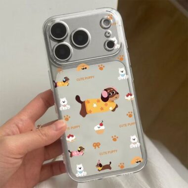 Cartoon dalmatian dachshund clear soft iPhone 17 case