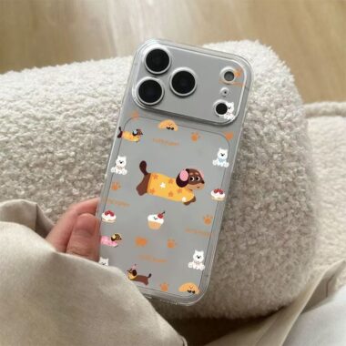 Cartoon dalmatian dachshund clear soft iPhone 17 case