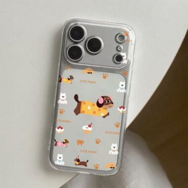 Cartoon dalmatian dachshund clear soft iPhone 17 case