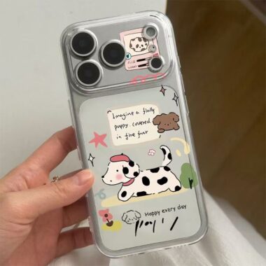 Cartoon dalmatian dachshund clear soft iPhone 17 case