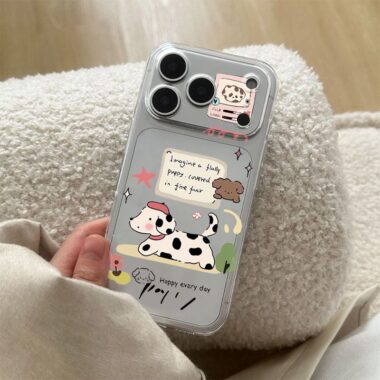 Cartoon dalmatian dachshund clear soft iPhone 17 case