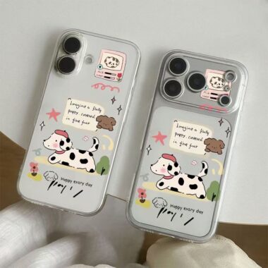 Cartoon dalmatian dachshund clear soft iPhone 17 case