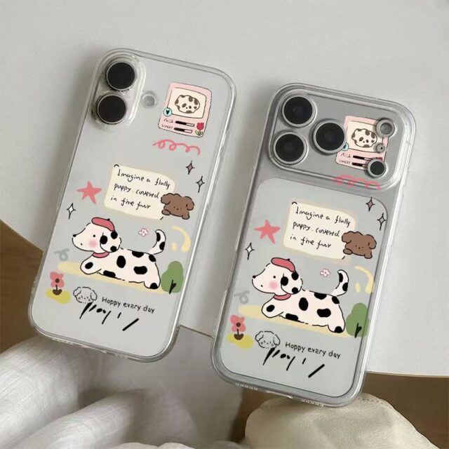 Cartoon dalmatian dachshund clear soft iPhone 17 case