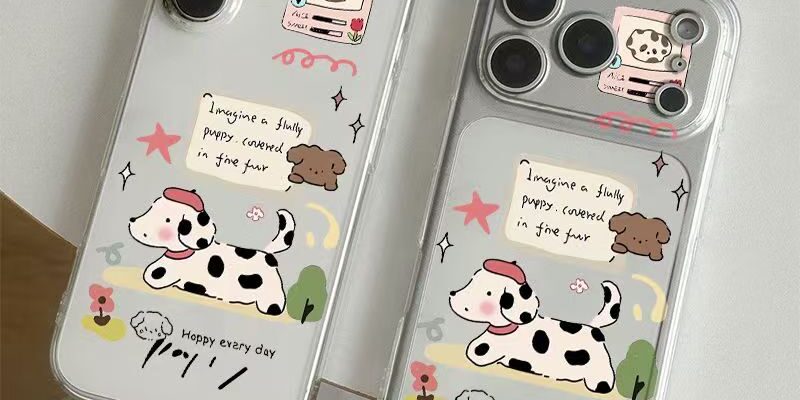 Cartoon dalmatian dachshund clear soft iPhone 17 case