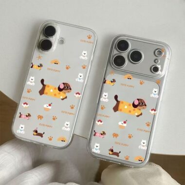 Cartoon dalmatian dachshund clear soft iPhone 17 case