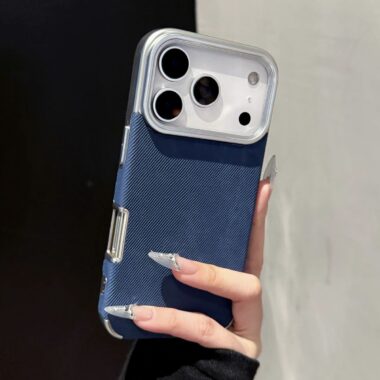Luxury denim texture electroplated shockproof iPhone 17 case