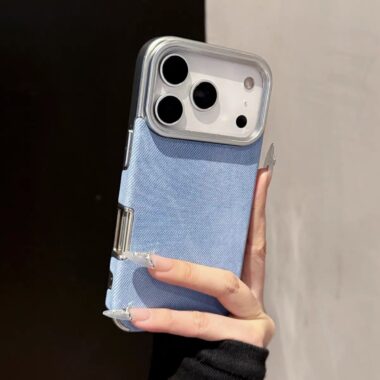 Luxury denim texture electroplated shockproof iPhone 17 case