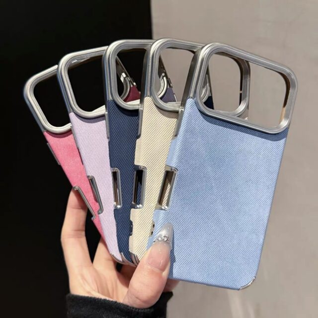 Luxury denim texture electroplated shockproof iPhone 17 case