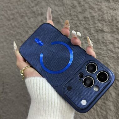 Denim magnetic full cover iPhone 17 case with camera protection