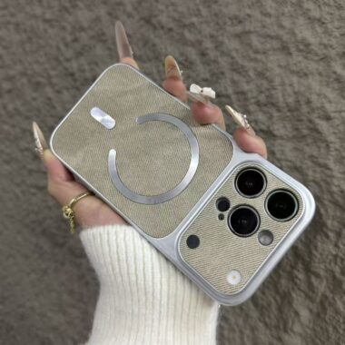 Denim magnetic full cover iPhone 17 case with camera protection