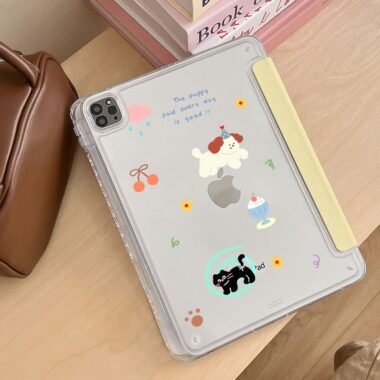 Cartoon dog and cat Y-fold tri-fold shockproof iPad case