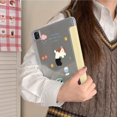 Cartoon dog and cat Y-fold tri-fold shockproof iPad case