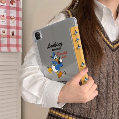 Cute cartoon Donald Duck Y-fold protective iPad case