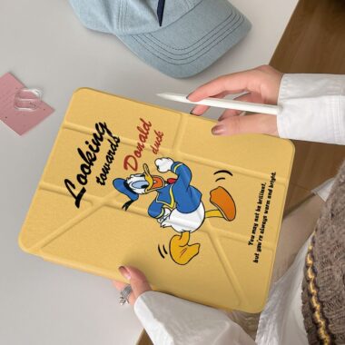 Cute cartoon Donald Duck Y-fold protective iPad case