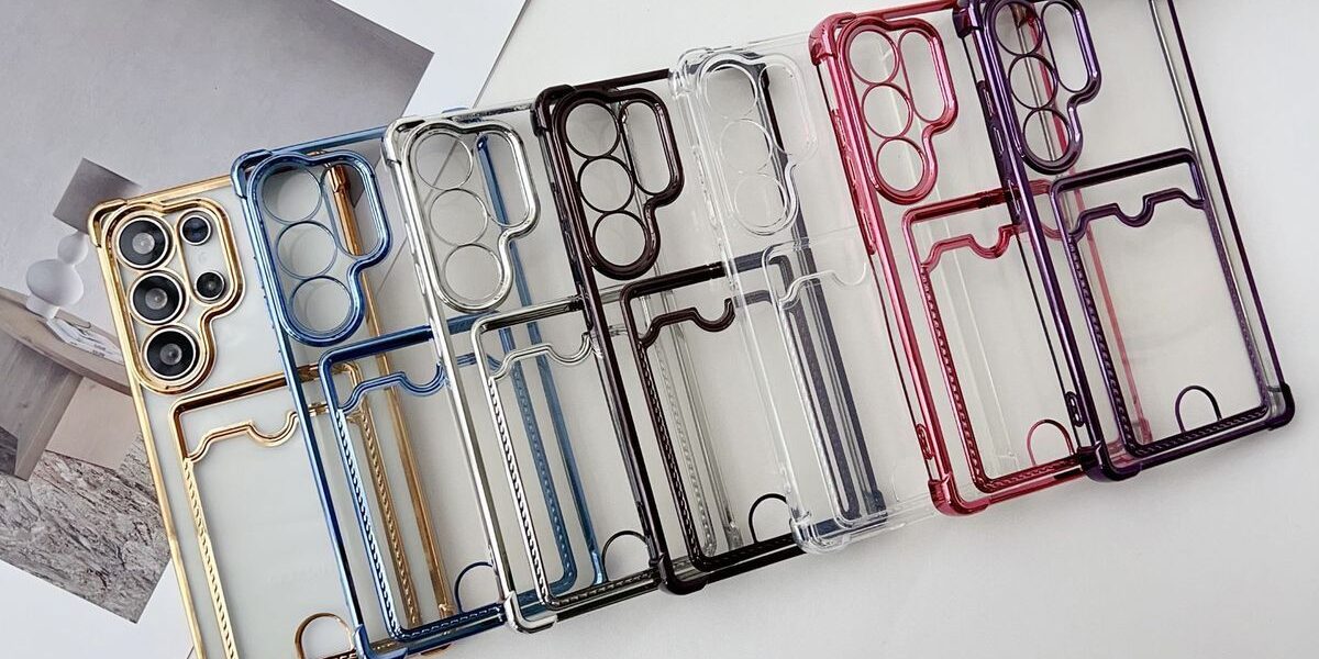 electroplated clear card holder shockproof Samsung phone case