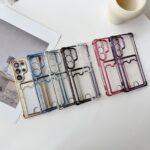 electroplated clear card holder shockproof Samsung phone case