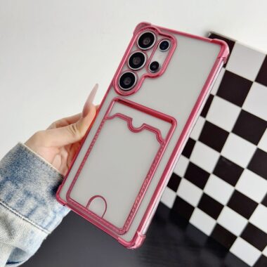 electroplated clear card holder shockproof Samsung phone case