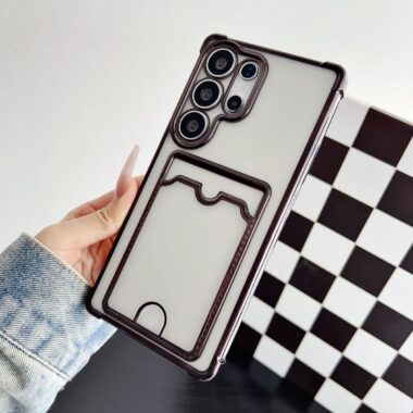 electroplated clear card holder shockproof Samsung phone case