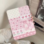 Cartoon floral patchwork bow 360 rotating iPad case