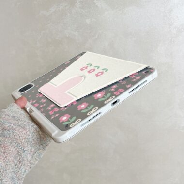 Cartoon floral patchwork bow 360 rotating iPad case