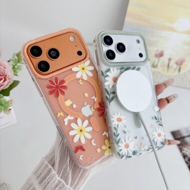 Transparent floral magnetic full cover iPhone 17 case