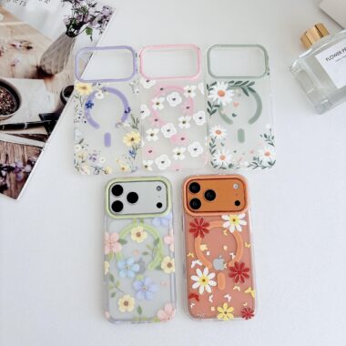 Transparent floral magnetic full cover iPhone 17 case