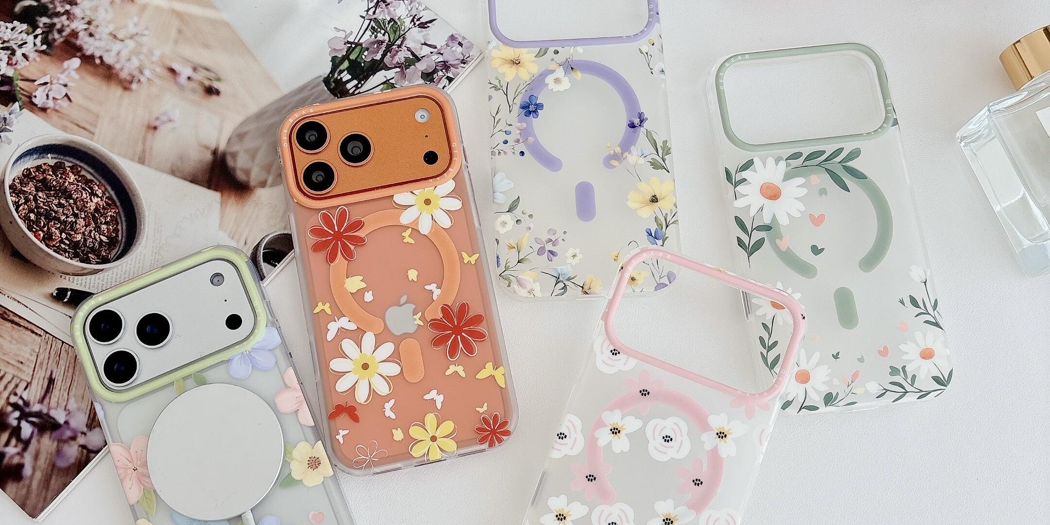Transparent floral magnetic full cover iPhone 17 case