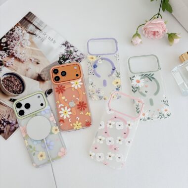 Transparent floral magnetic full cover iPhone 17 case