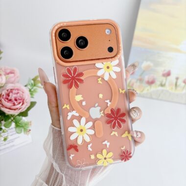 Transparent floral magnetic full cover iPhone 17 case
