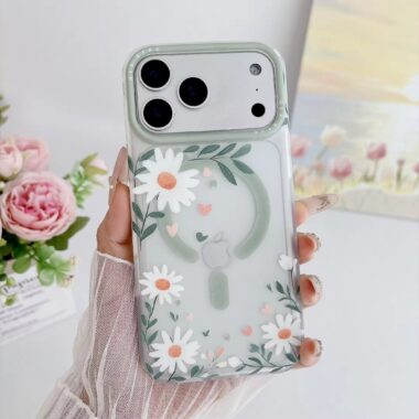 Transparent floral magnetic full cover iPhone 17 case