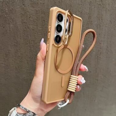 frosted clear magnetic wrist strap Samsung phone case