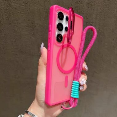 frosted clear magnetic wrist strap Samsung phone case